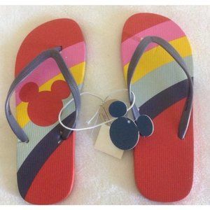 Disney Junk Food Mickey Mouse Flip Flops Sz L 4/5